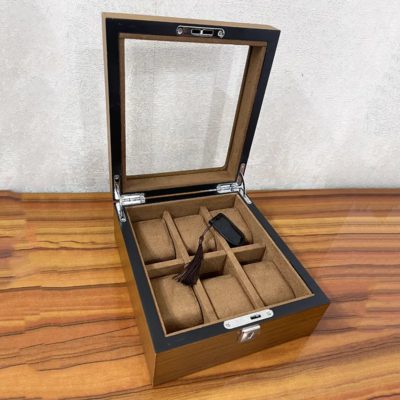 6 Slots New Coffee Wooden Watch Organizer Boxes And Gift Case